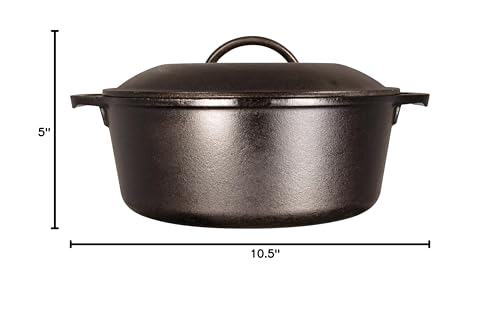 Lodge 5 Quart Cast Iron Double Dutch Oven – Pre-Seasoned – Lid Converts to 10.25