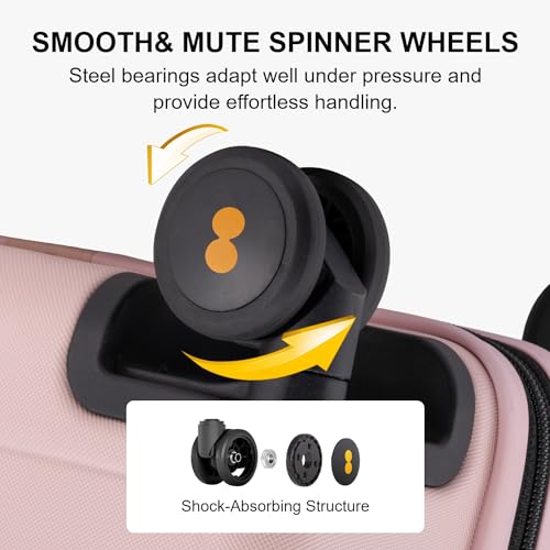 LEVEL8 Hard Shell Carry on Luggage Airline Approved, Carry-on Suitcases with Wheels, Lightweight Luminous Textured Hardside Travel Bag with Tsa Lock, 20 Inch, Black