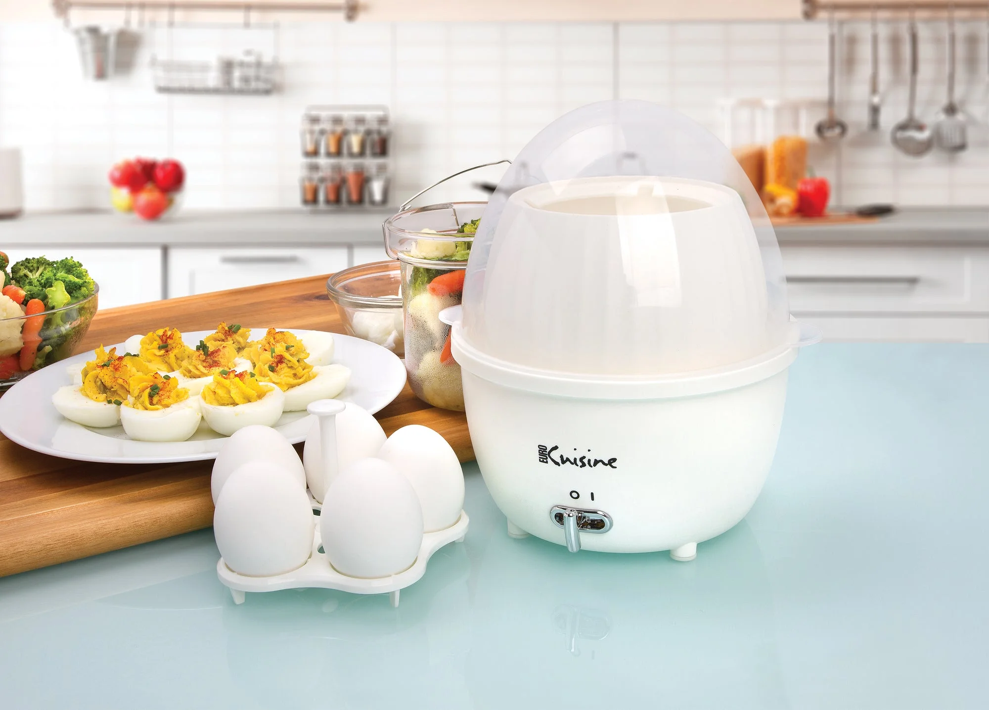 Euro Cuisine MSCX26 Electric Mini Food Steamer And Egg Cooker With Auto Shut Off Feature