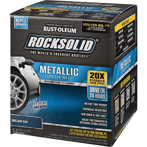 Rust-Oleum 299743 RockSolid Metallic Garage Floor Coating Kit, 80 fl oz, Gunmetal, 2.5 Quarts (Pack of 1)