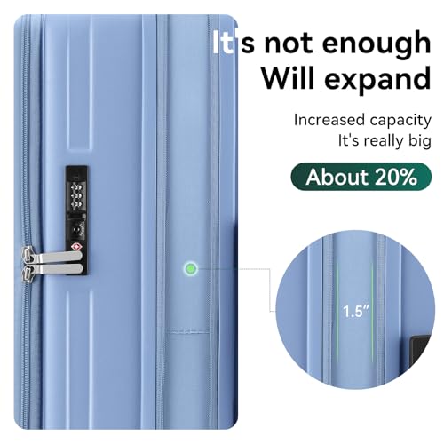 ROAMING Grace Expandable Carry On Luggage Airline Approved, 20 Inch Hardside Carry On Suitcase with Wheels, Travel Harshell Spinner Small Luggage with Tsa Lock, Jade cyan, 20-Inch Carry-On