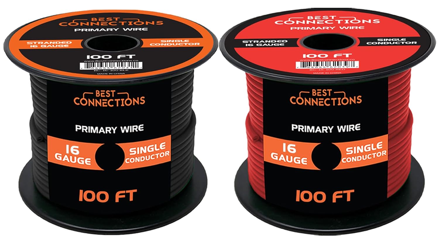 16-Gauge Automotive Primary Wire Bundle (100ft Each, Red & Black) | Ideal for Car Audio, Automotive, and Trailer | Durable Primary/Remote, Power/Ground Electrical Wiring