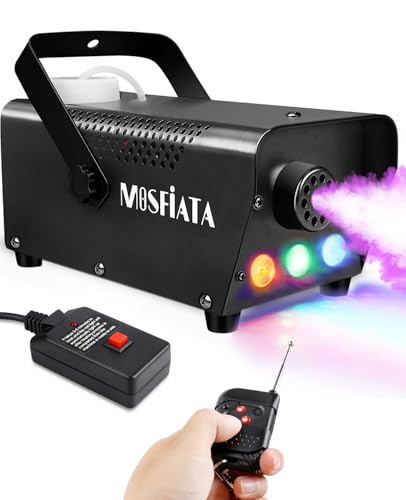 MOSFiATA Fog Machine with Disco Light 600W Smoke Machine RGB LED lights, 2300 CFM Spray, Remote Control, Perfect for Halloween, Christmas, Wedding, Party, Club, DJ Stage Effect