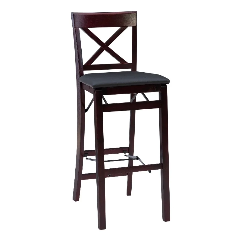 Linon Triena X Back Folding Bar Stool, 30 inch Seat Height