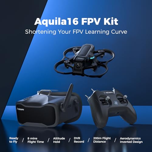 BETAFPV Aquila16 FPV Kit with LiteRadio 2 SE Transmitter for Simulator, VR03 Goggles with DVR Recording Function, 3 Flight Modes, Supported 1S RTF Kit for FPV Beginner to Fly Indoor & Outdoor ELRS V3
