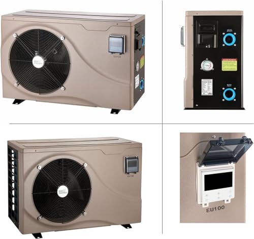 Above Ground Pool Heater EU50, Max 16184BTU Up to 5000gallons Electric Swimming Pool Heat Pumps, Titanium Heat Exchanger, 5.62 COP, 110V/120V, Fits 8/11/15 Foot Pools Heating Pool Warmer