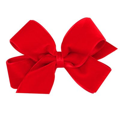 Wee Ones Girls' Classic Velvet Hair Bow on a WeeStay No-Slip Hair Clip, Satin Lining, For All Hair Types, Mini, Cardinal