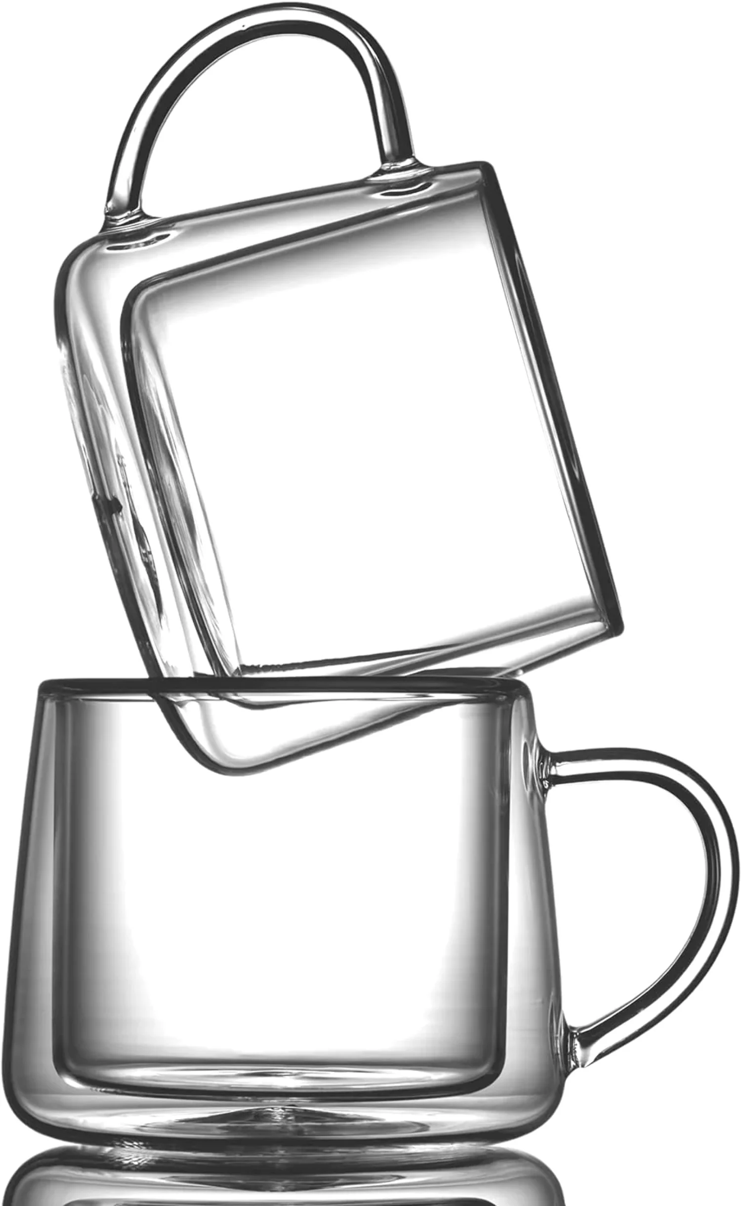 LEMONSODA Double-Walled Borosilicate Glass - Coffee Mug with Handle - Pack of 4 - 8.5oz Mugs