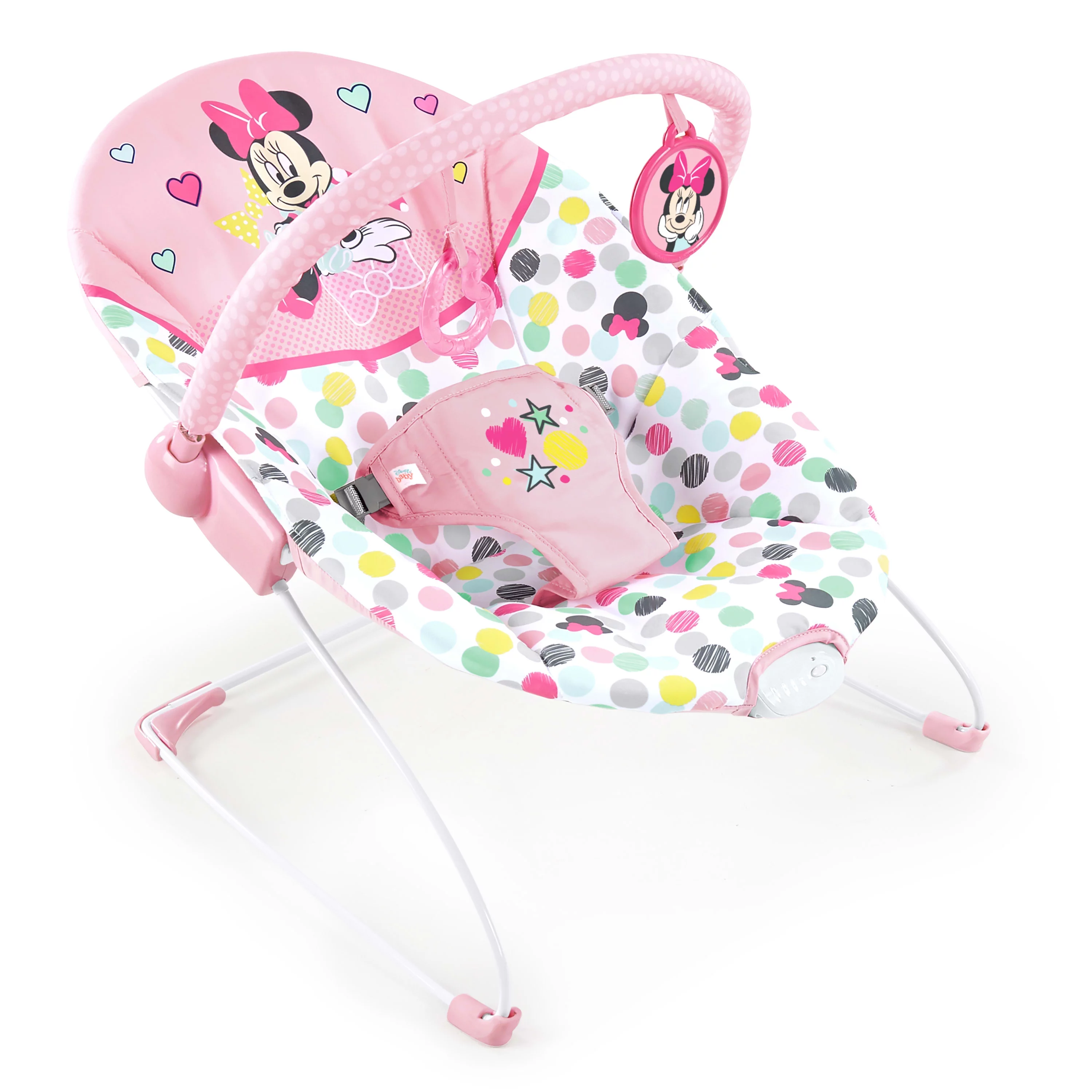 Disney Baby Slip Resistant Vibrating Infant Baby Bouncer, Minnie Mouse Spotty Dotty by Bright Starts