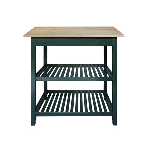 Casual Home Kitchen Island with Solid American Hardwood Top, Natural/White, 40