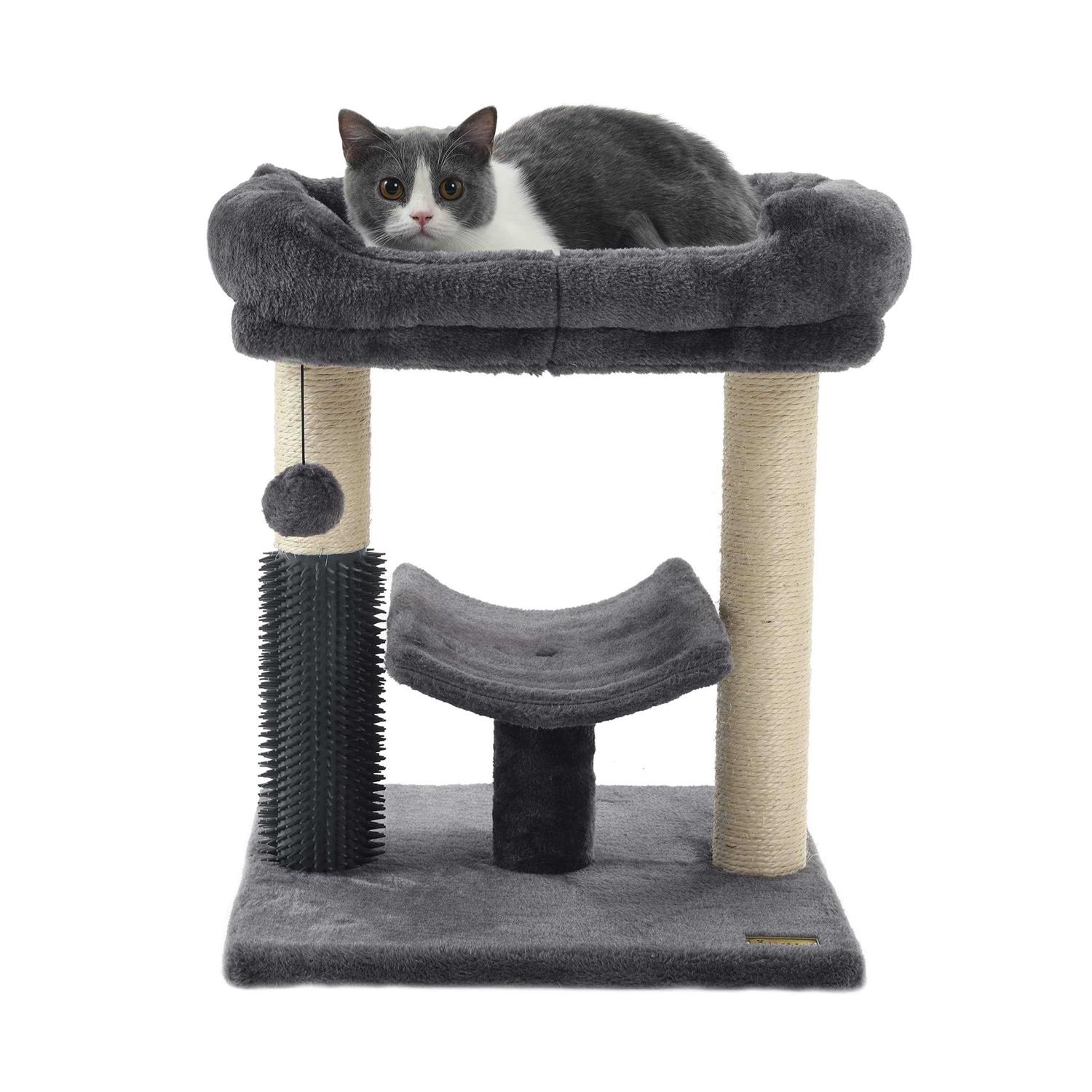 Hoopet cat Tree Tower,cat Scratching Post for Indoor Cats,Featuring with Super Cozy Perch,cat Self Groomer and Interactive Dangling Ball Great - Pet Supplies online store