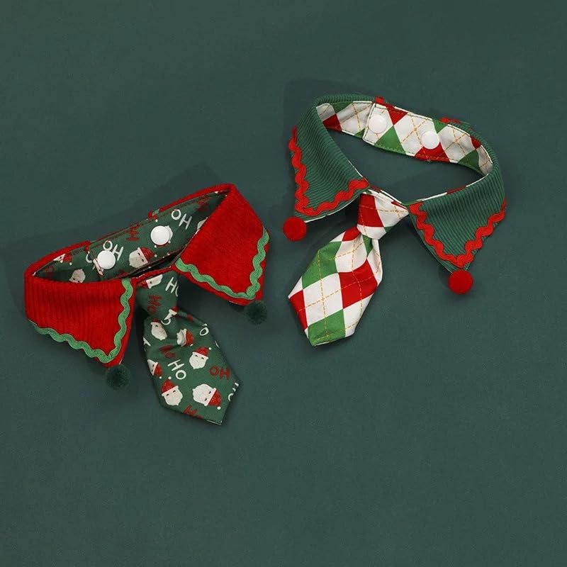 Christmas Dog Scarf Bandana Bow Tie, Adjustable 14-17 Inch Pet Neckerchief for Small Medium Dogs & Cats, Festive Bowtie Scarf for Xmas Holiday Party & Family Photos