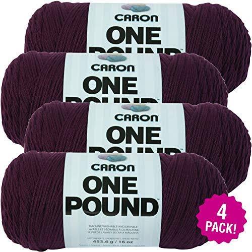 Caron One Pound Yarn - Deep Violet, Multipack of 4