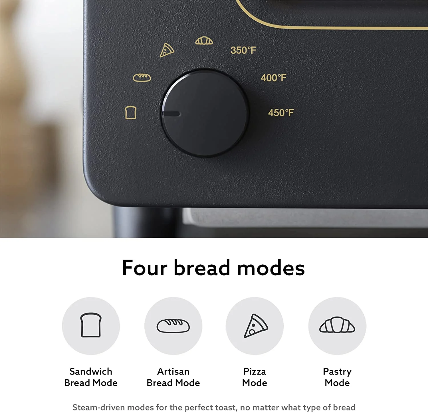 OUWI The Toaster | Steam Oven Toaster | 5 Cooking Modes - Sandwich Bread, Artisan Bread, Pizza, Pastry, Oven | Compact Design | Baking Pan | K01M-GW | Gray | US Version