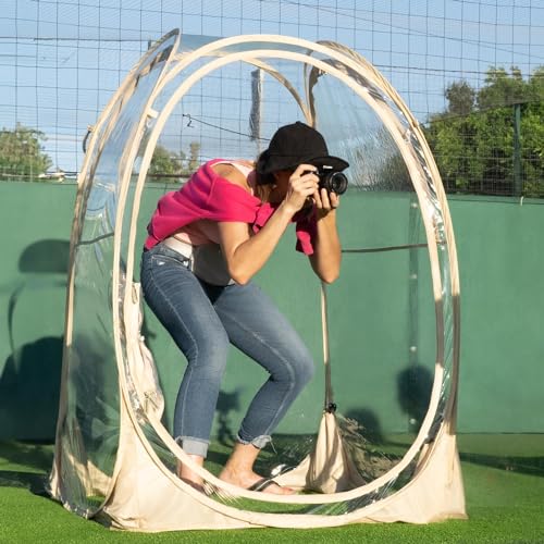 EighteenTek Pod All Weather Sports Tent - Instant Tent Shelter - Outdoor Bubble Tent 1-6 Person - Rain Tent Camping Sun Shelter Pop Up - Clear, Patent Pending Protected Design