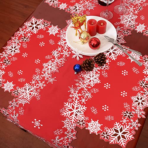 Simhomsen Embroidered Snowflakes Table Runners for Christmas Holiday and Winter 14×90 inches