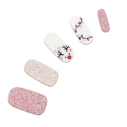 Dashing Diva Gloss Nail Strips - Santa Baby | UV Free, Chip Resistant, Long Lasting Gel Nail Stickers | Contains 32 Nail Wraps, 1 Prep Pad, 1 Nail File