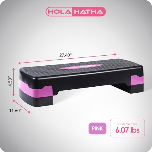 HolaHatha Compact Portable Aerobic Step Platform Exercise Fitness Equipment, Cardio Stepper with Adjustable Height for Home Gym
