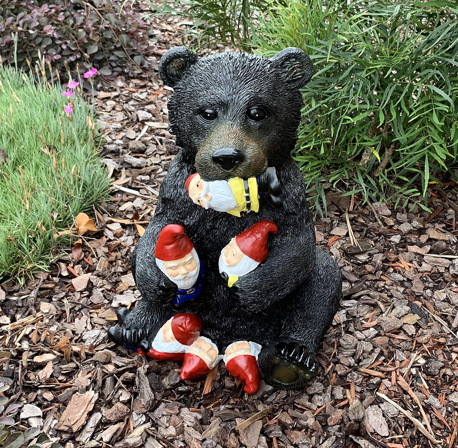 Jumbo Black Bear/Garden Gnome Statue - Lawn Patio Art Sculpture