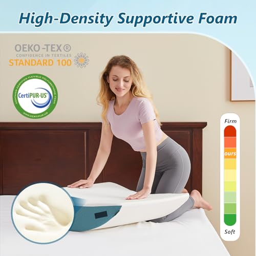 6PCS Orthopedic Bed Wedge Pillow Set for Sleeping - Memory Foam Wedge Pillows for After Surgery for Heartburn & Acid Reflux & Snoring&Neck Back and Leg Pain Relief - with Washable Cover