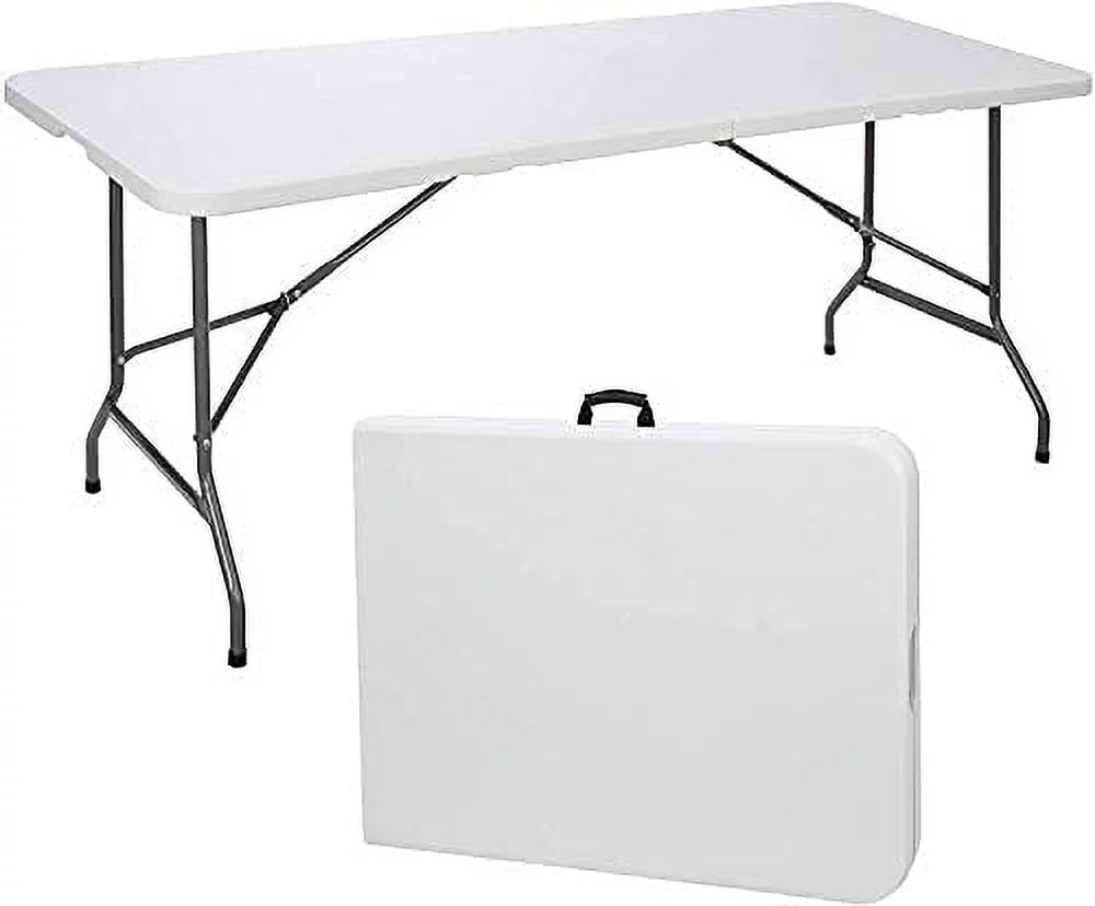 Amazing for less 6ft Bi-Fold Folding Table Portable Plastic Indoor Outdoor Picnic Party Dining Camp Tables (4ft, 6ft, 8ft) (6ft)