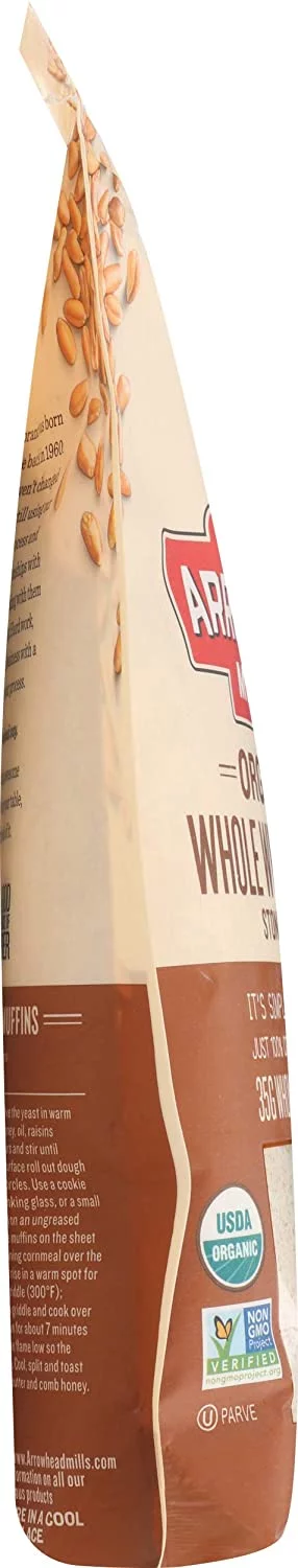 Arrowhead Mills - Organic Whole Wheat Flour - Stone Ground - 22 oz - Pack of 3