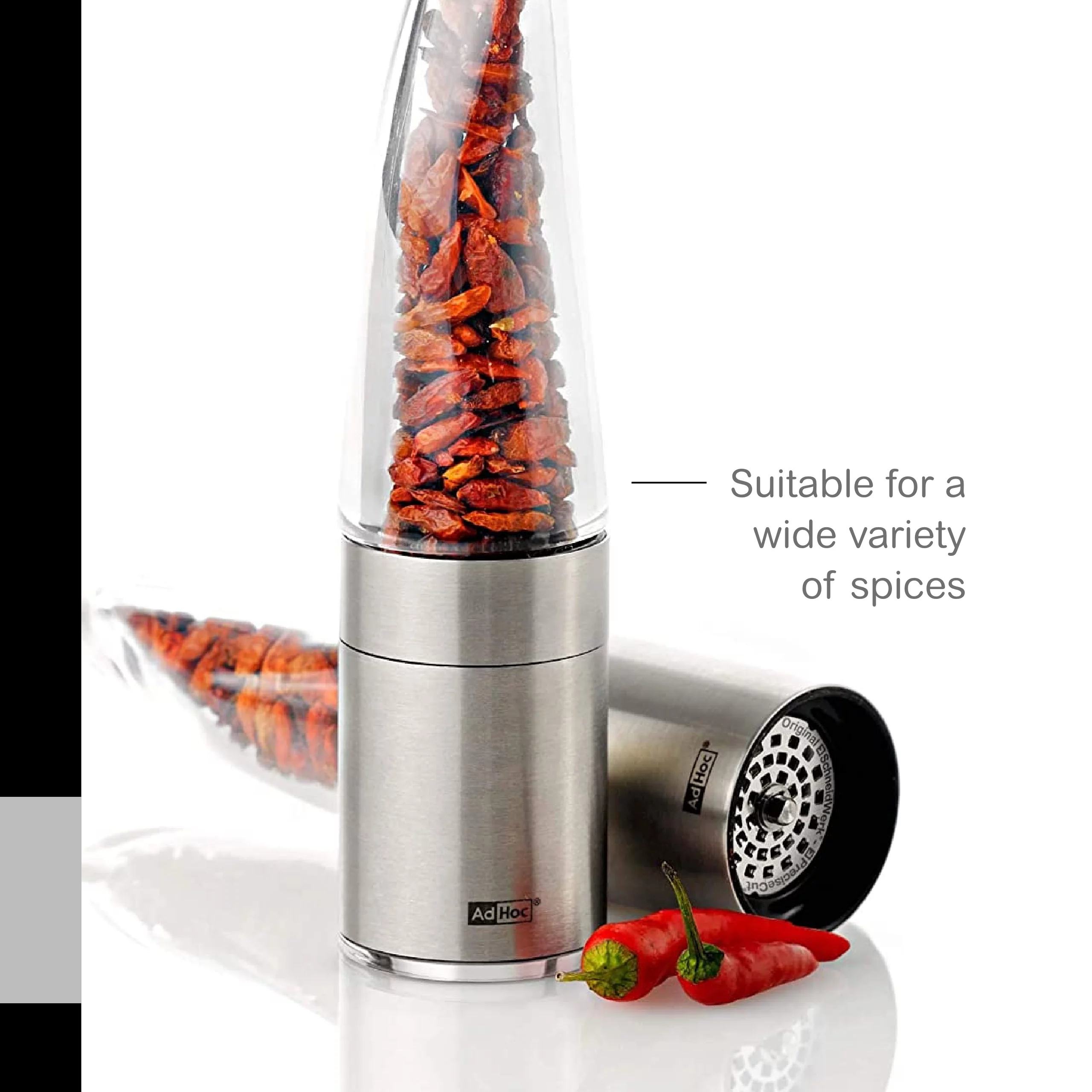 AdHoc Pepe Spice & Chili Pepper Mill, Grinder, & Cutter, 8