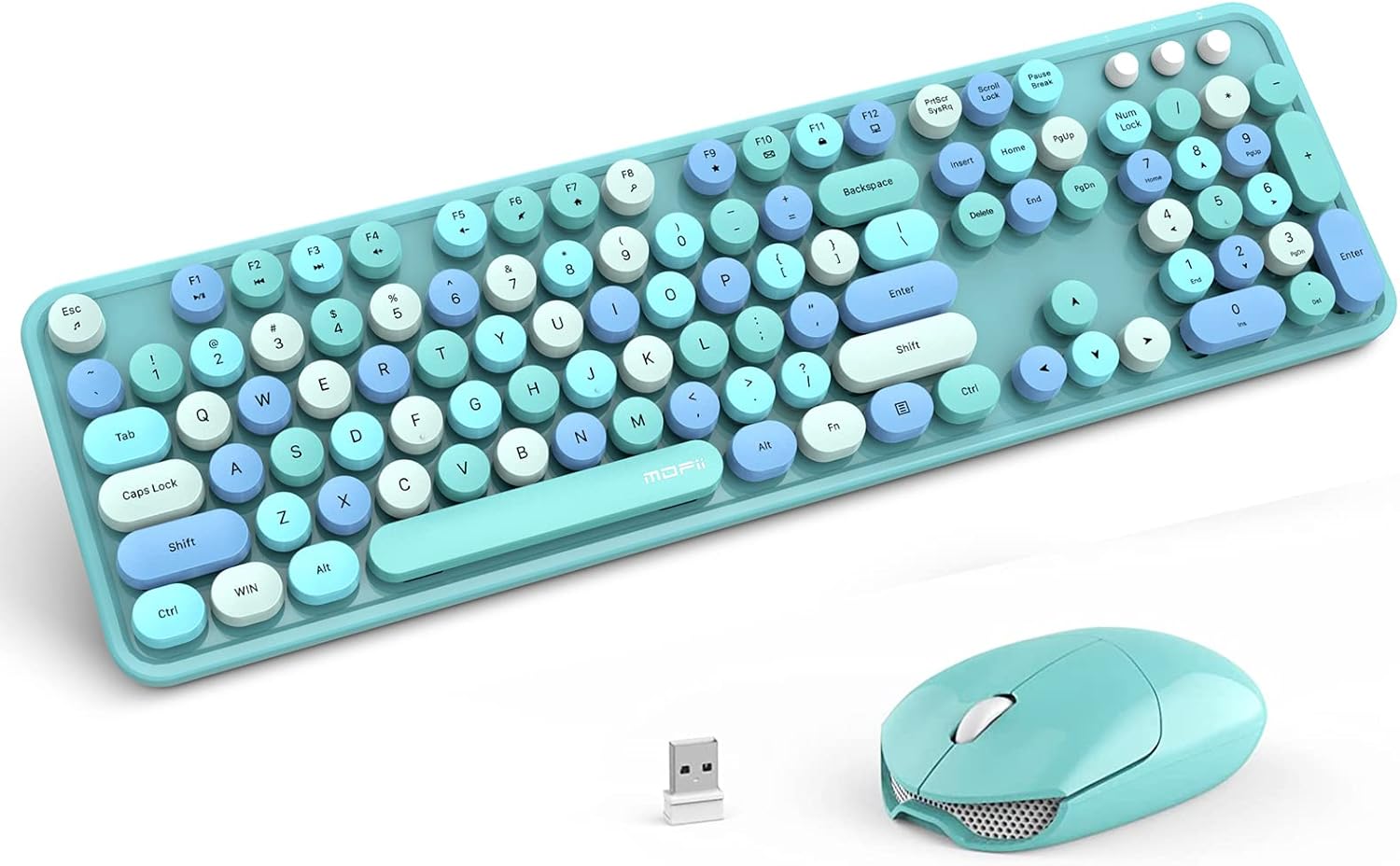 Wireless Mechanical Keyboard with LED Backlit, Bluetooth 5.1/USB Wired Rechargeable 104 Keys Full-Size PC Gaming Keyboard, Blue Switch Round Keycap with Ergonomic Magnetic Wrist Rest for Windows, Mac