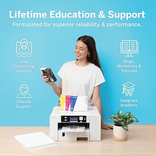 Sawgrass SG1000 Sublimation Printer Bundle | Professional Dye-Sublimation Printer with 31mL SubliJet UHD Inks & TruePix Paper | Prints Up to 11”x17” | Wi-Fi | Auto-Maintenance | Business-Ready