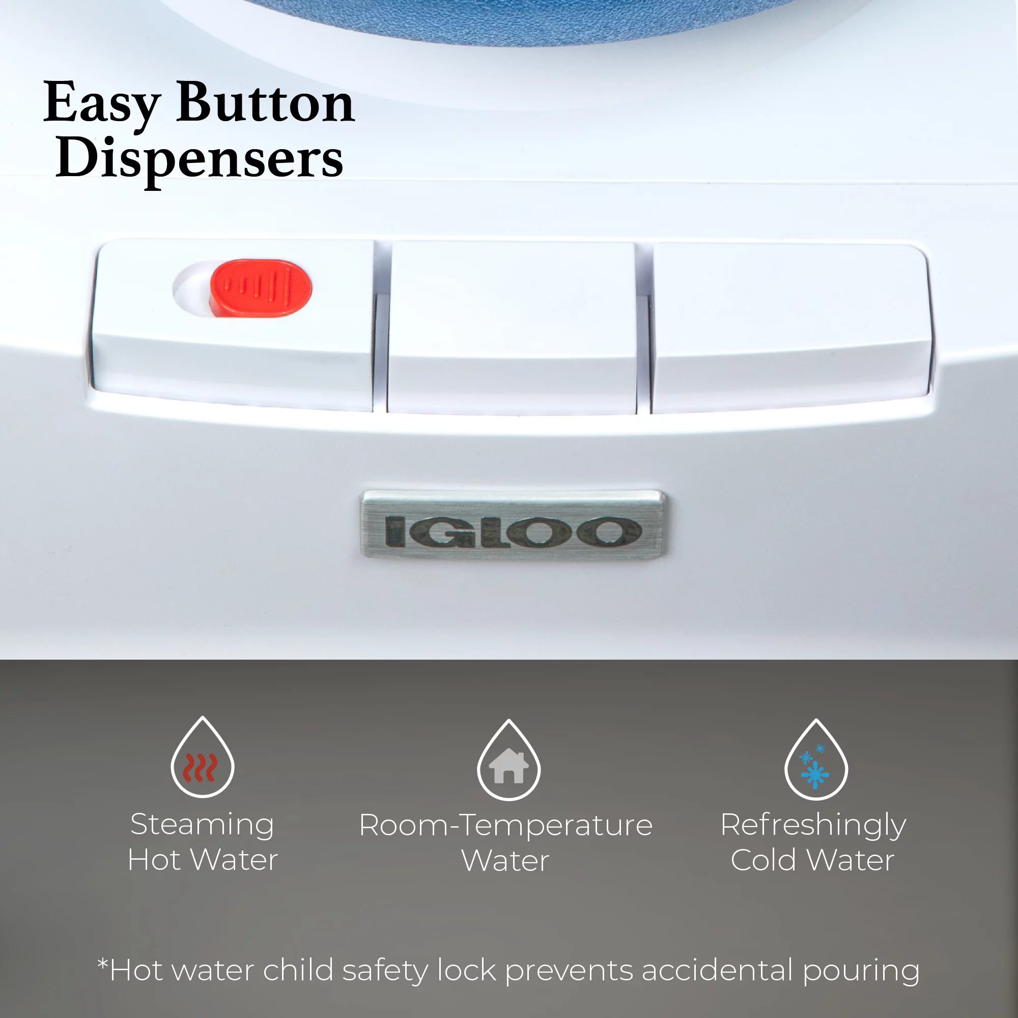 Igloo Countertop Room Temperature-Cold and Hot Top Loading Water Dispenser, White