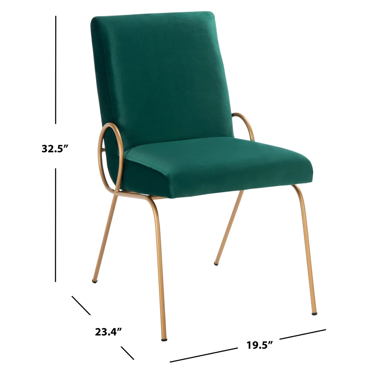 SAFAVIEH Fanlia Modern Glam Accent Side Chair, Emerald, Set of 2