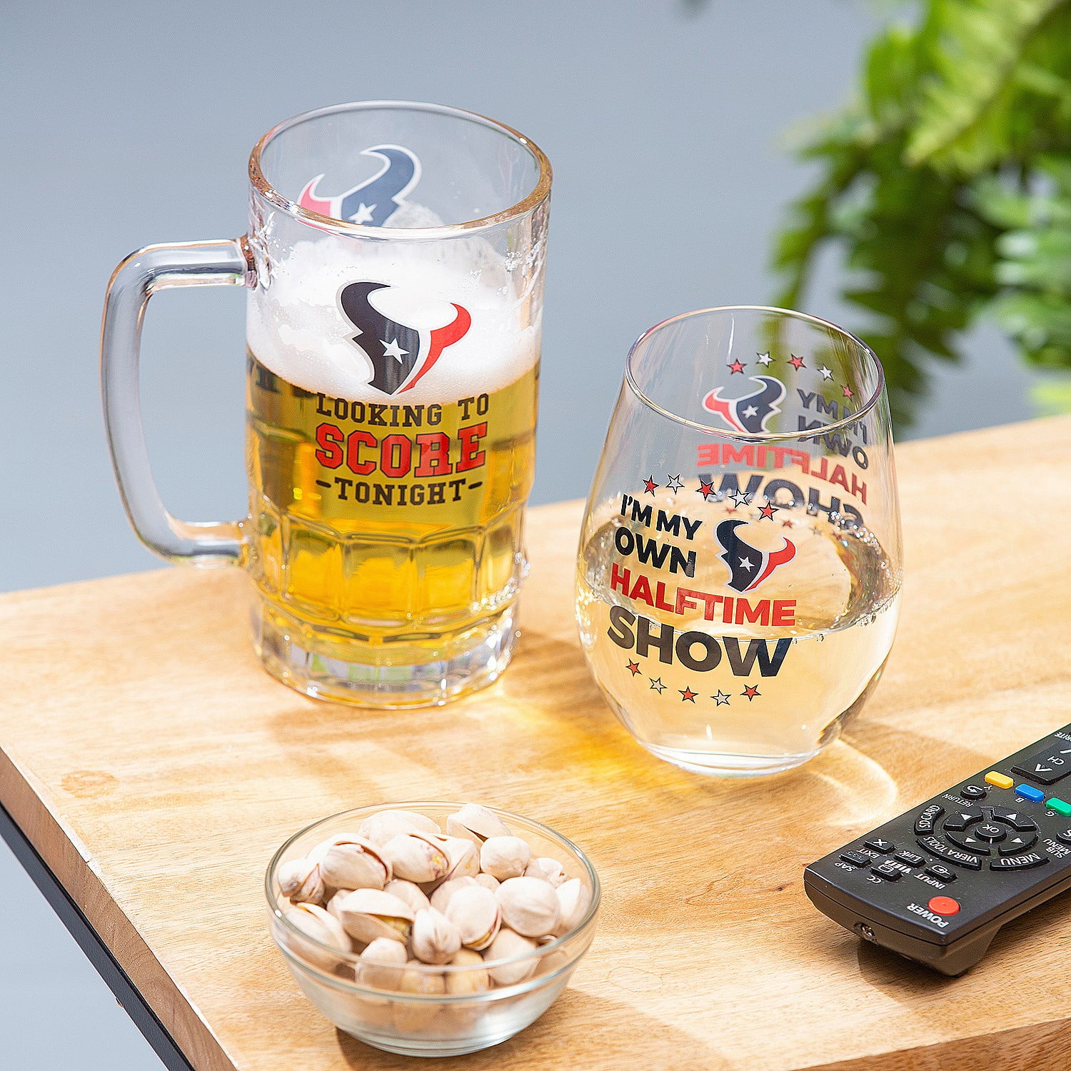 Evergreen Houston Texans, Stemless 17OZ Wine & Beer 16 OZ Gift Set