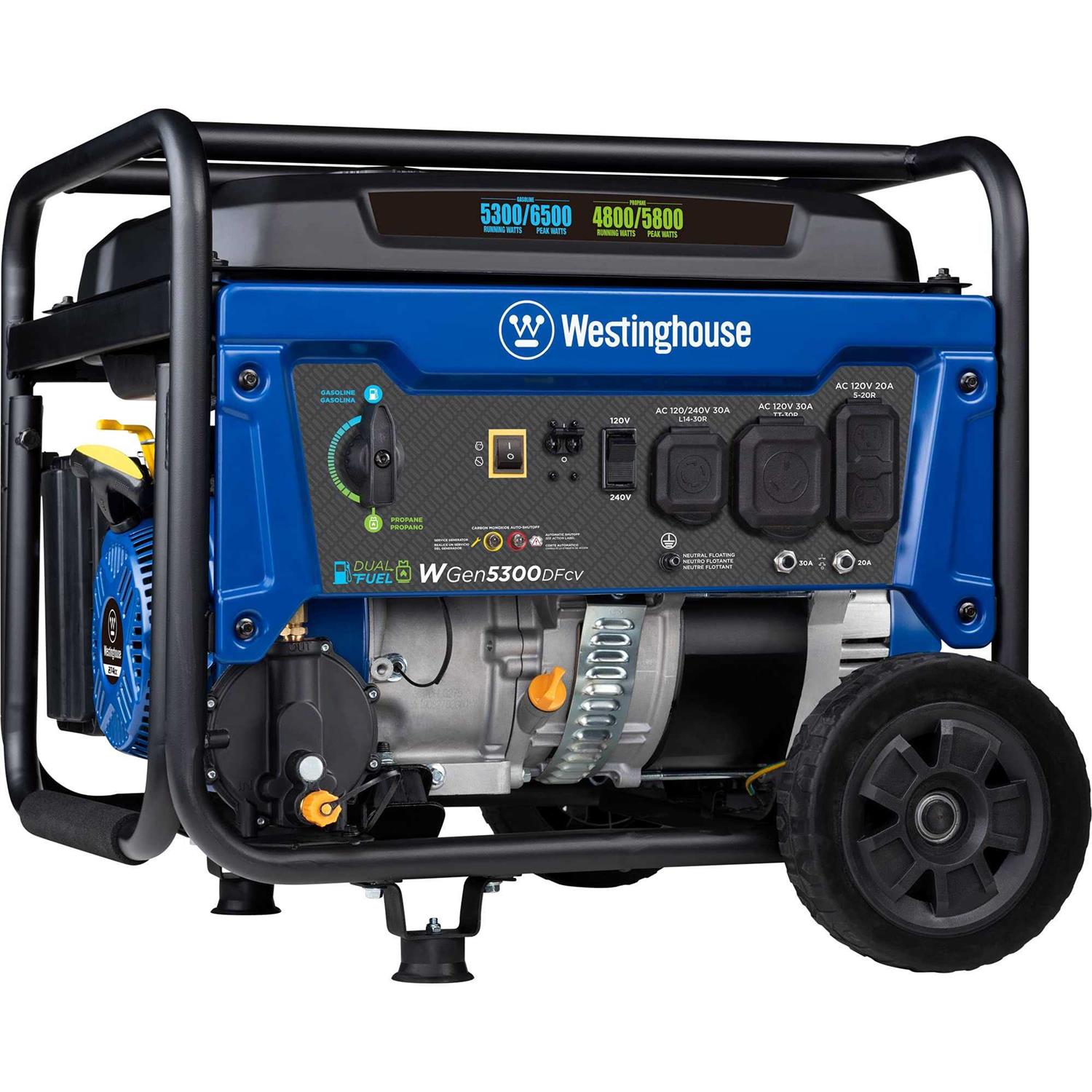 Westinghouse 6500 Watt Home Backup Dual Fuel Portable Generator with CO Sensor - Shop Hardware Tools Online Store