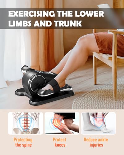 Under Desk Elliptical Machine, Ellipse Leg Exerciser for Seniors with 12 Adjustable Speed, Quiet & Portable Electric Machine Seated Pedal Exerciser with Remote Control for Home