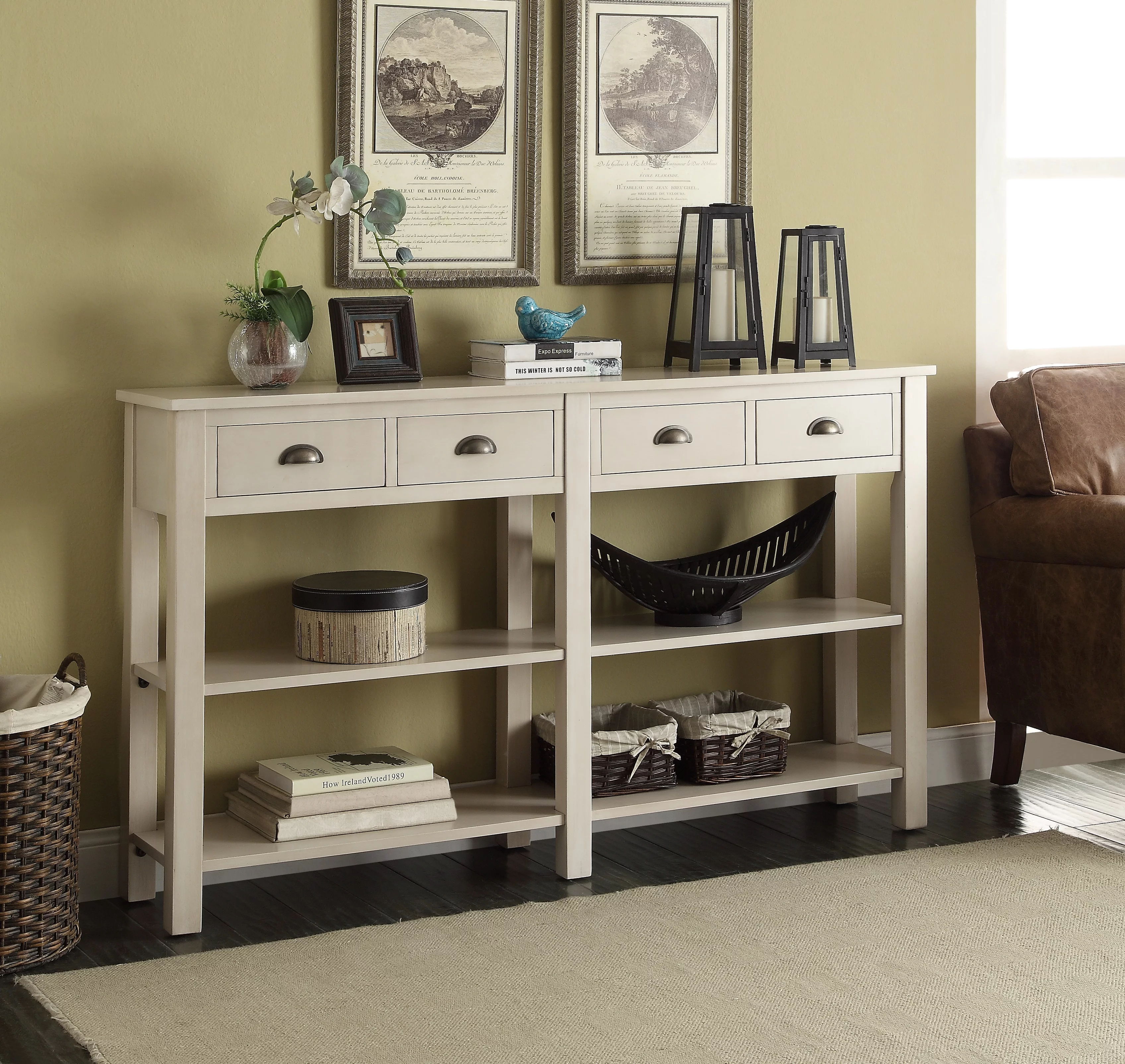 ACME Galileo Storage Console Table in Cream