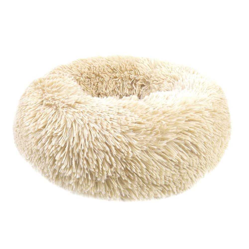 Round Plush Pet Bed for Dogs & Cats,Fluffy Soft Warm Calming Bed Sleeping Kennel Nest - Pet Supplies online store