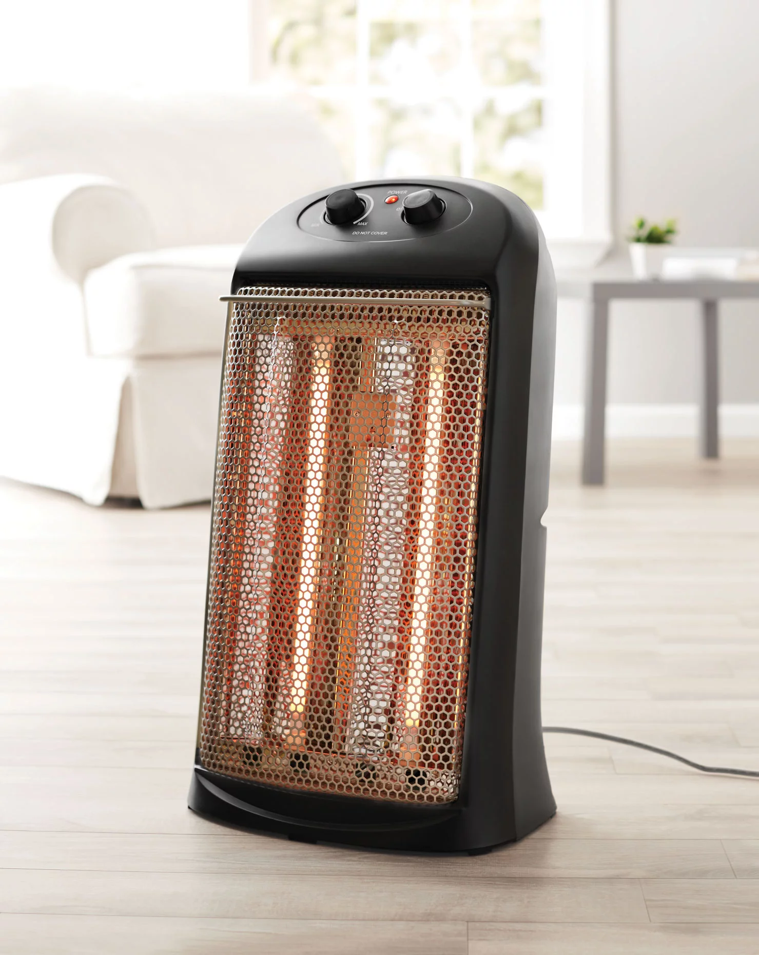 Mainstays Quartz Electric Tower Space Heater, Indoor, Black, HQ-2000B
