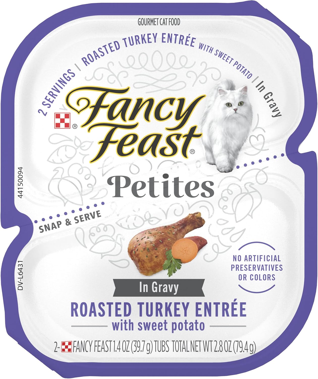 Purina Fancy Feast Gourmet Gravy Wet Cat Food, Petites Turkey & Sweet Potato Entree - (Pack of 12) 2.8 oz. Tubs