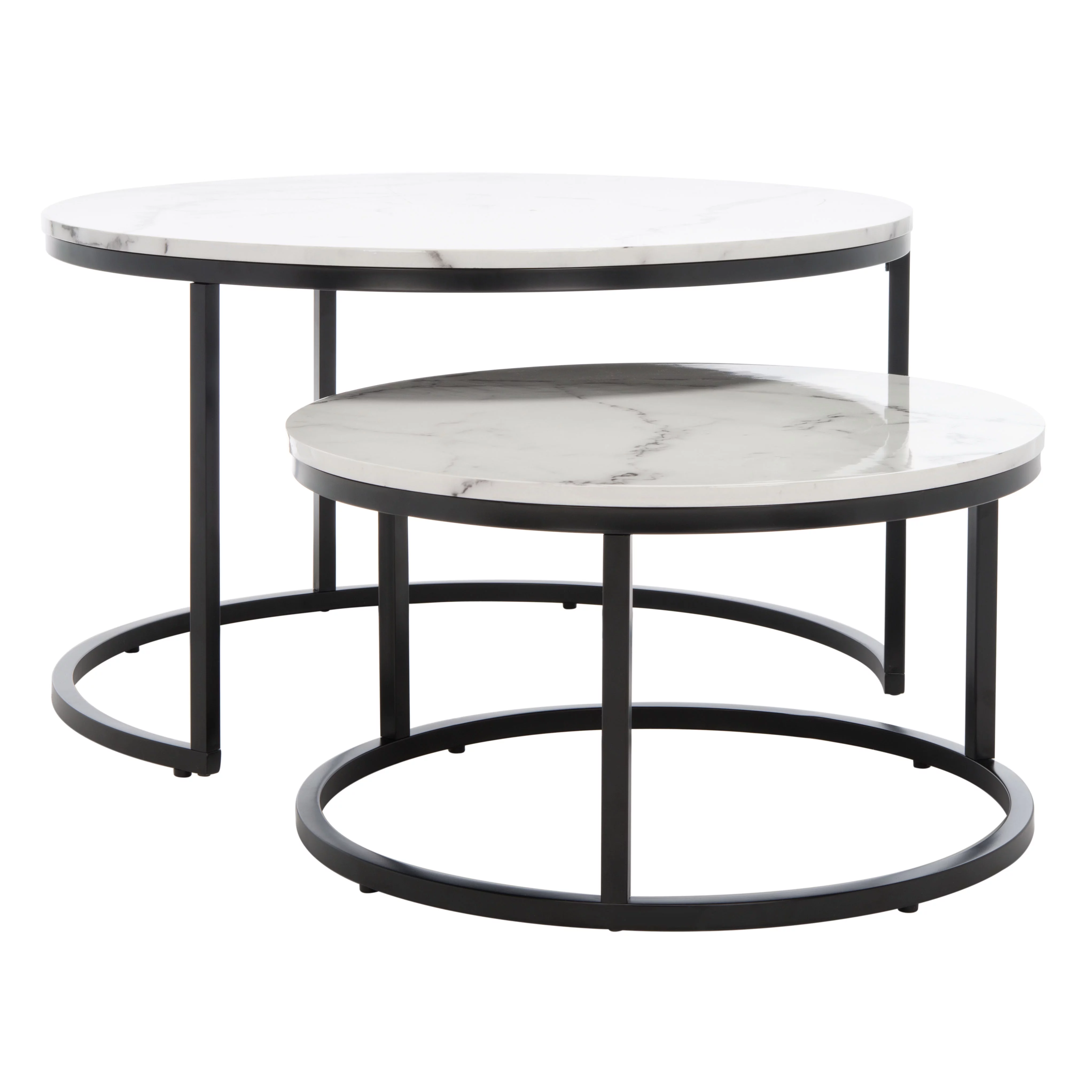 SAFAVIEH Peppino 2 Round Nesting Coffee Table, White/Black