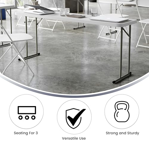 Flash Furniture Kathryn 6' Plastic Folding Training and Event Table, Rectangular Folding Training Table with 220-lb. Static Weight Capacity, White
