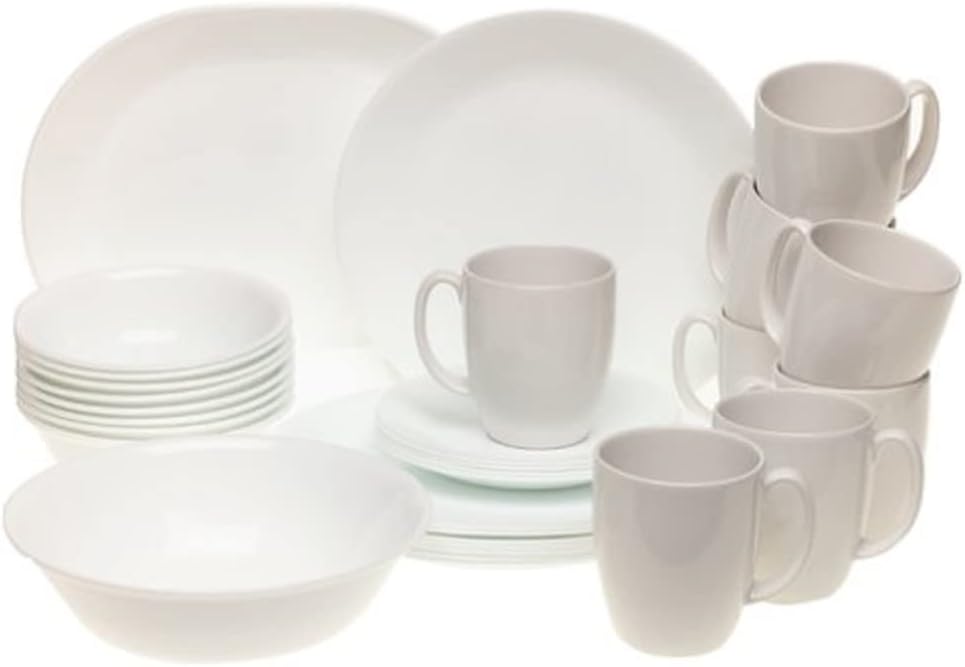 Corelle Livingware Just White 34-Piece Dinnerware Set, Service for 8