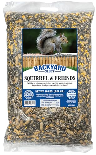 Backyard Seeds Squirrel & Chipmunk Food Mix – 8 lb Bag – Premium Wildlife Blend with Sunflower Seeds, Peanuts & Corn – Ideal for Squirrels, Chipmunks, Rabbits & Backyard Birds​