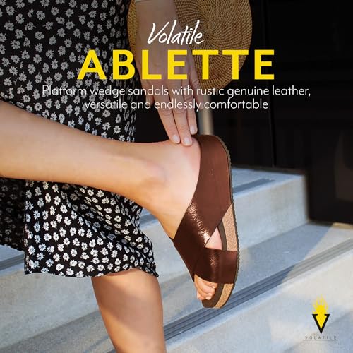 VOLATILE Ablette Wedge Sandals for Women Featuring Slip-on Crisscross Design with EVA Insole and Rubber Outsole
