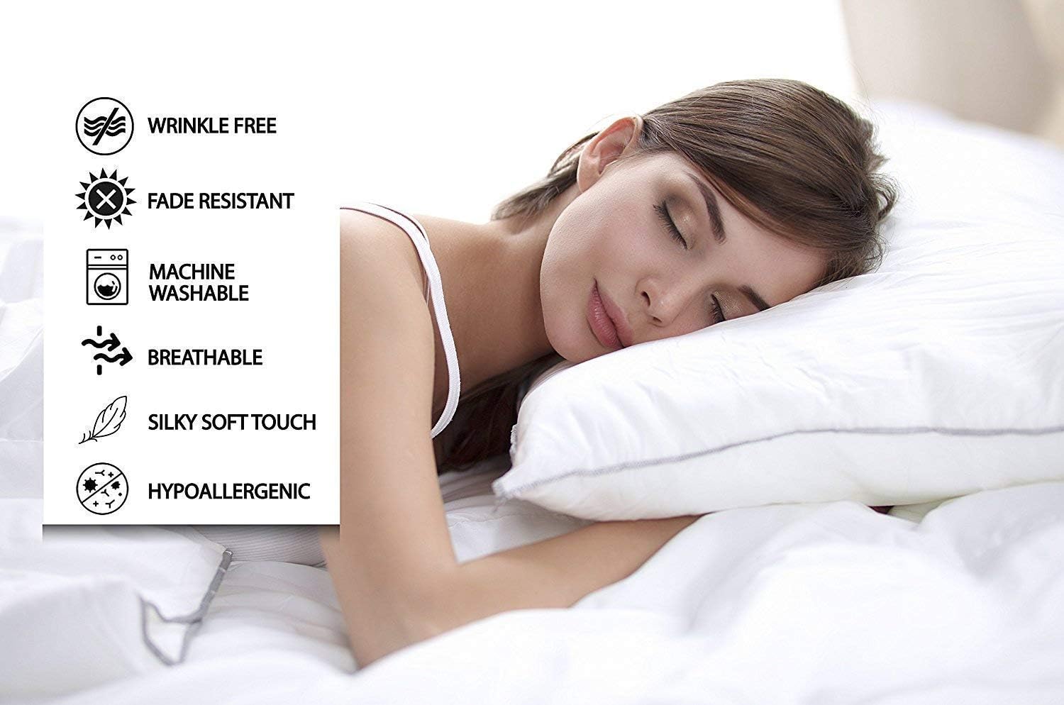 Egyptian Luxury Bed Sheet Set – 1500 Hotel Collection w/Beautiful Satin Band Trim - Ultra Soft Wrinkle & Fade Resistant Microfiber, Hypoallergenic 4 Piece Set- Queen - White/Gold