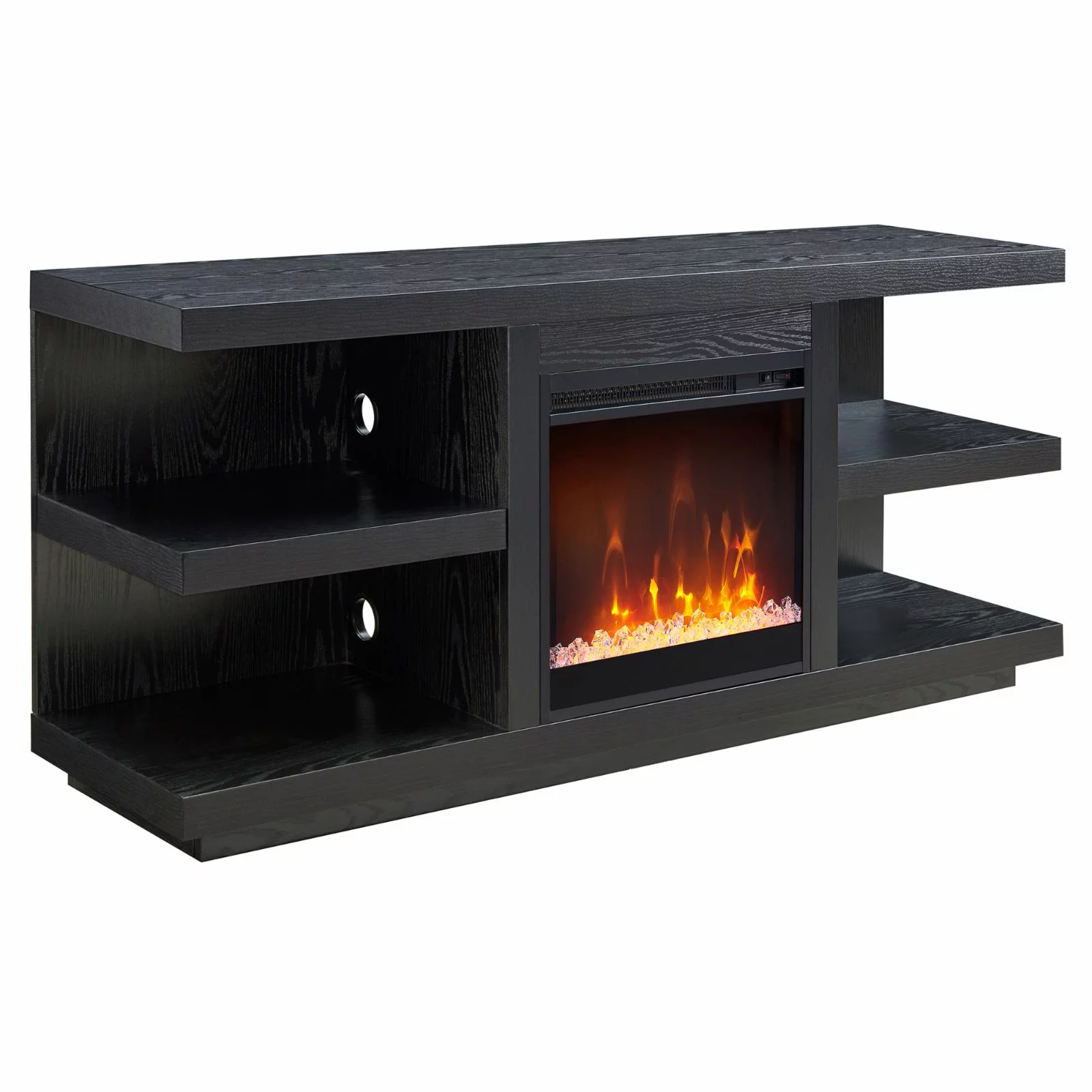 Evelyn&Zoe Maya Rectangular TV Stand with Crystal Fireplace for TV's up to 65