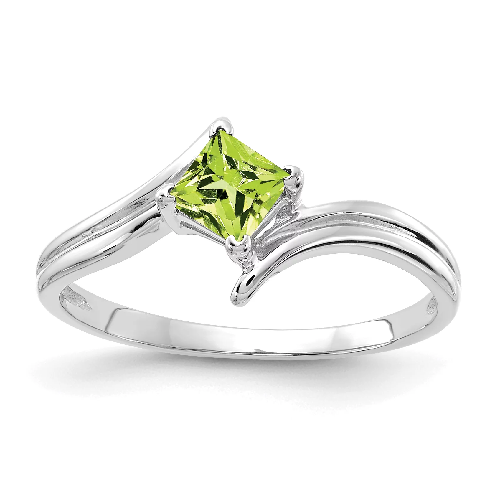 Primal Gold 14 Karat White Gold 4mm Princess Cut Peridot Ring