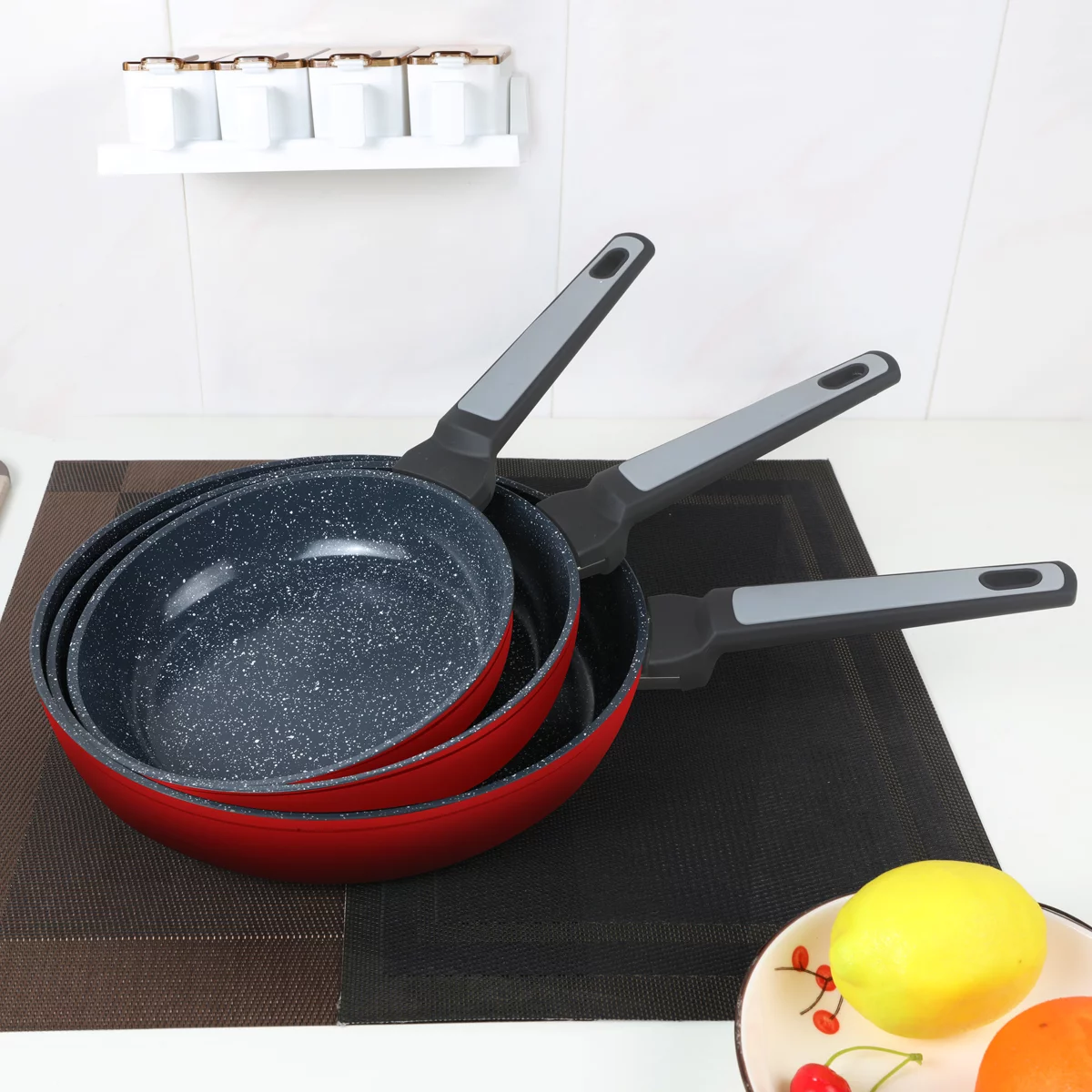 High Grade frying Pans, Moxinox Red 9.5 Inch Non-Stick frying Pans, 1.05 KG