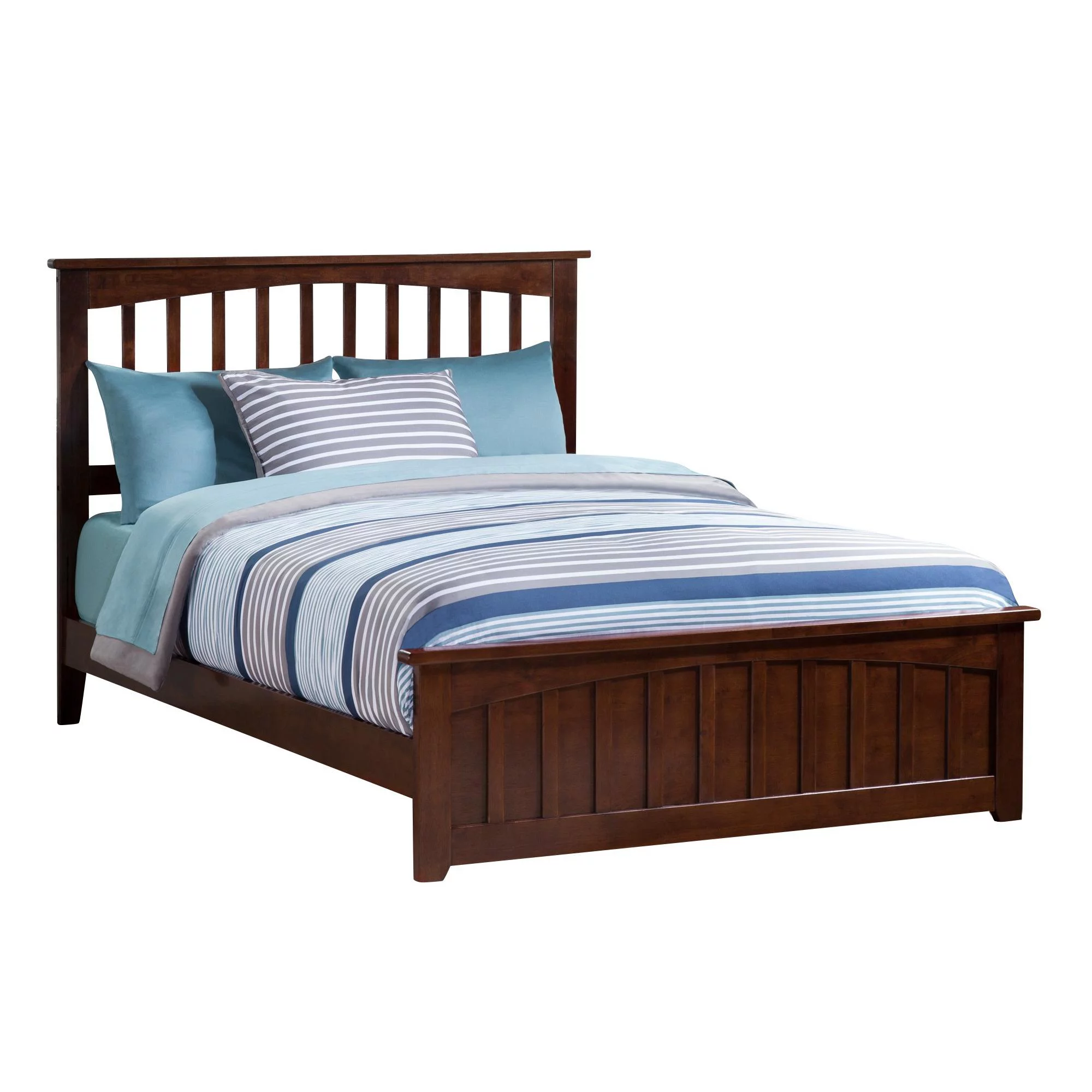 Mission Traditional Bed with Matching Foot Board, Multiple Colors and Sizes