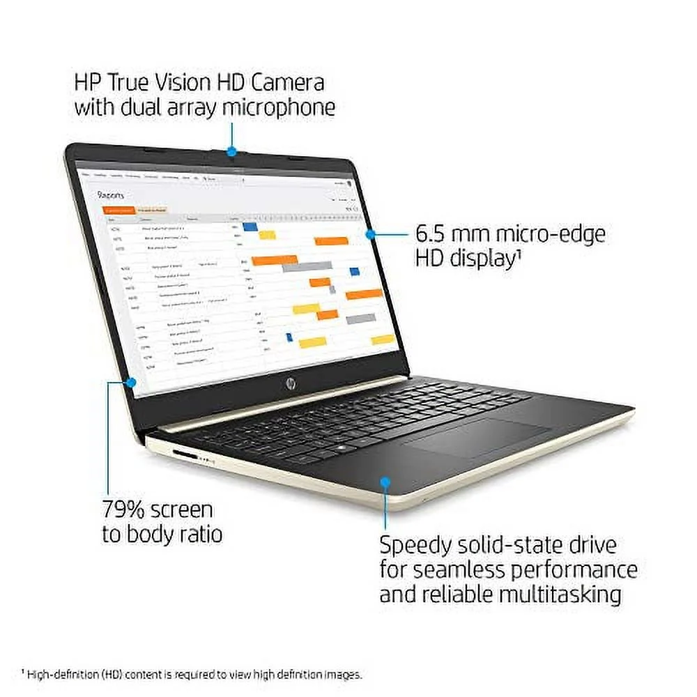 HP 2021 Newest 14'' HD Home and Business Laptop PC Intel 10th Gen i3-1005G1 Dual-Core Processor 8GB DDR4 RAM 256GB M.2 SSD Intel UHD Graphics Webcam HDMI Type-C Gold Windows 10 Pro w/Accessories