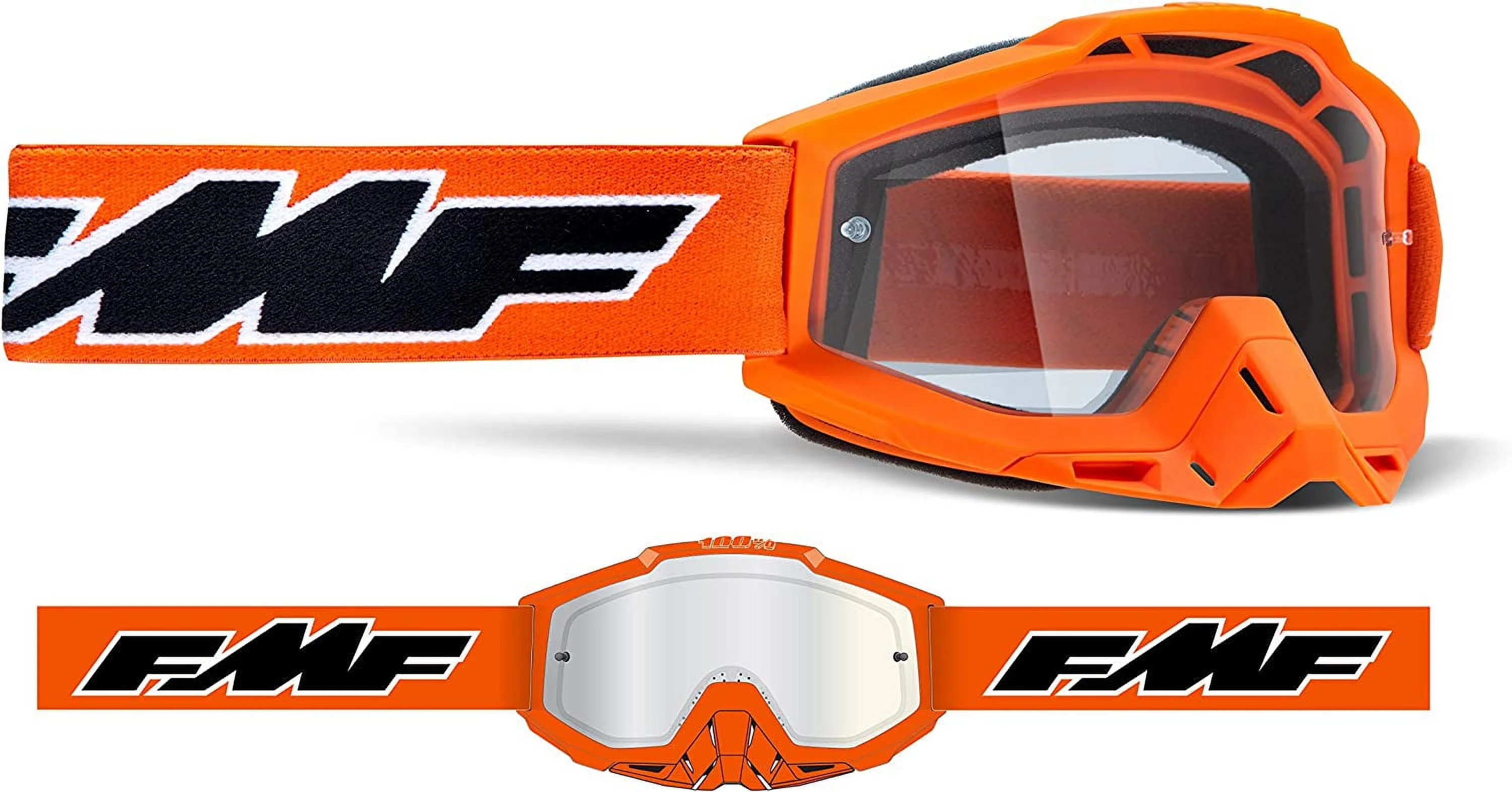 FMF Racing PowerBomb Rocket Goggles (OSFM, Orange/Black / Clear Lens)